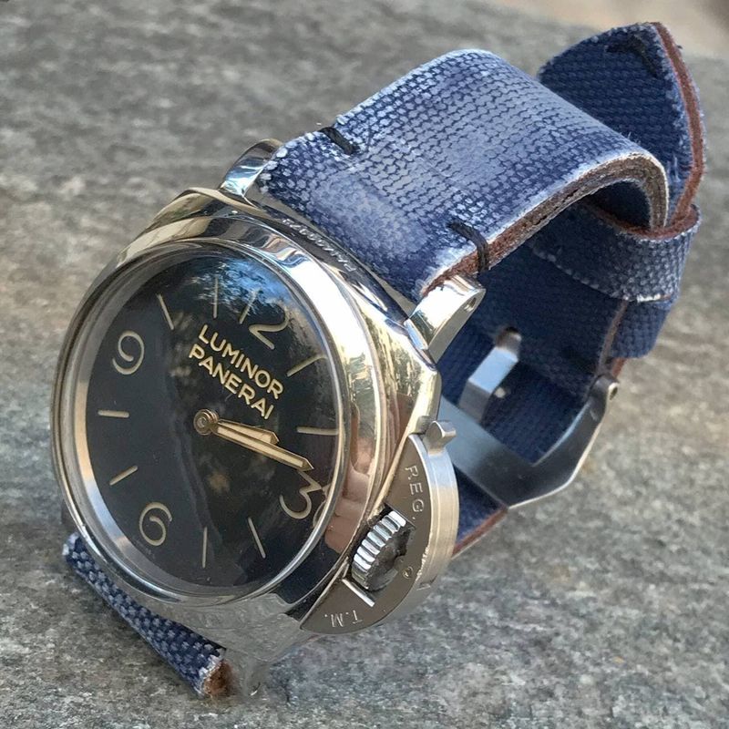Blue Distressed Canvas Strap
