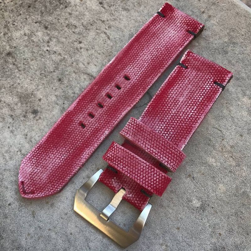 Red Distressed Canvas Strap