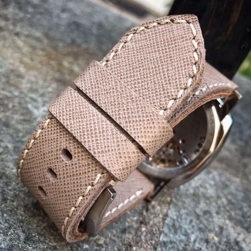 Saffiano Beige Leather Strap