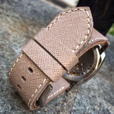 Saffiano Beige Leather Strap