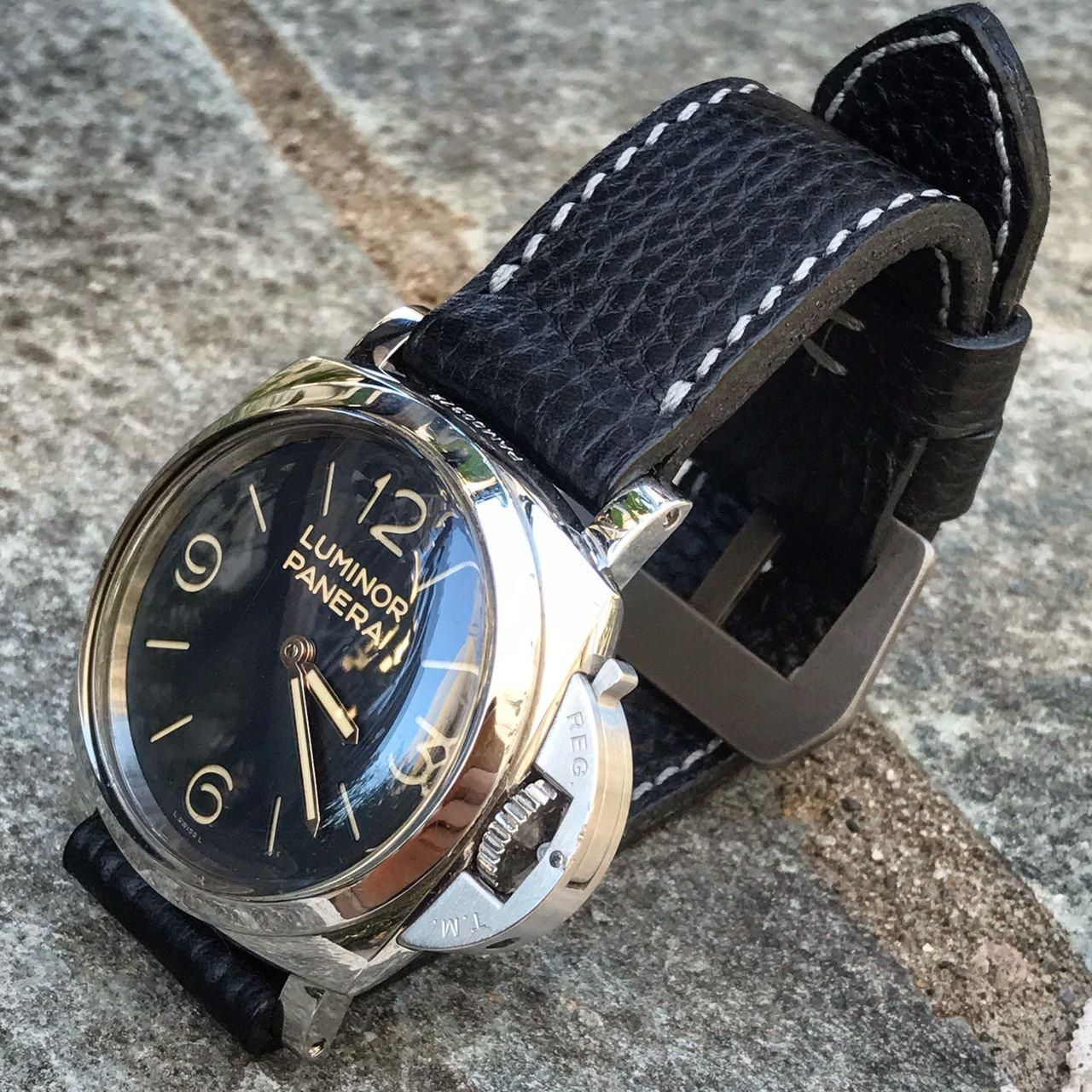 Pebbled Black Leather Strap