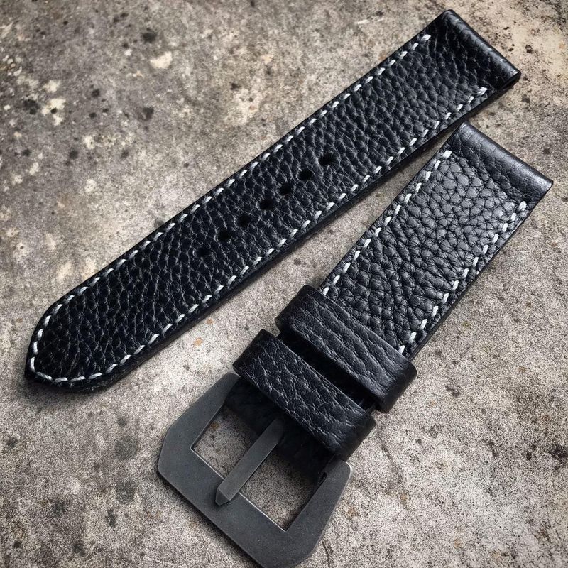 Pebbled Black Leather Strap