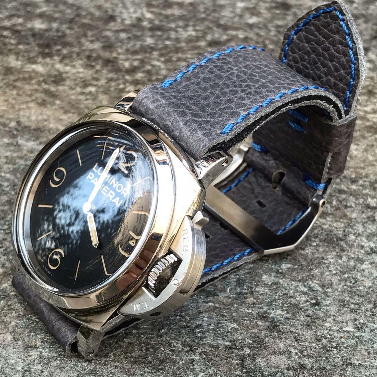 Pebbled Gray Leather Strap