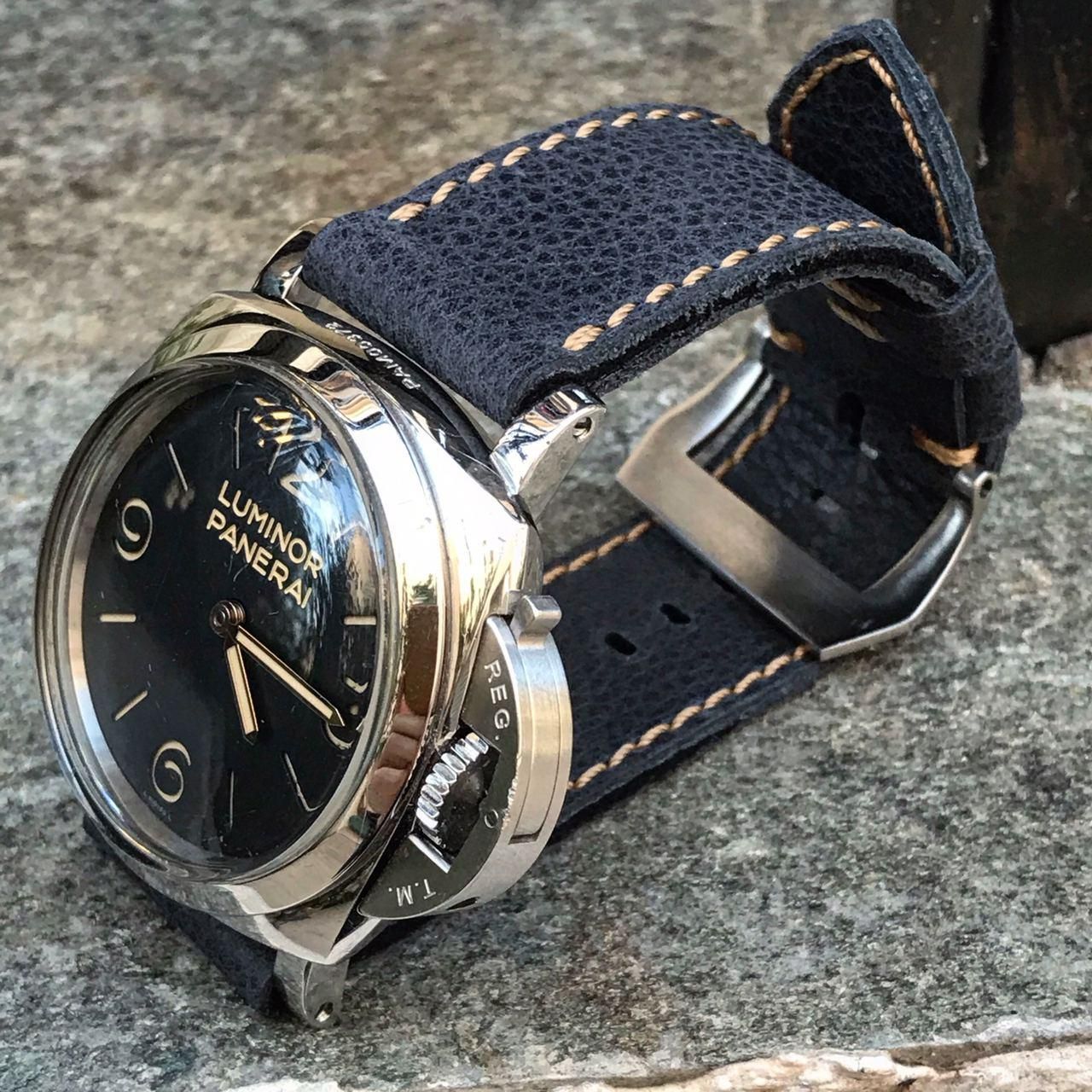 Pebbled Blue-Gray Leather Strap