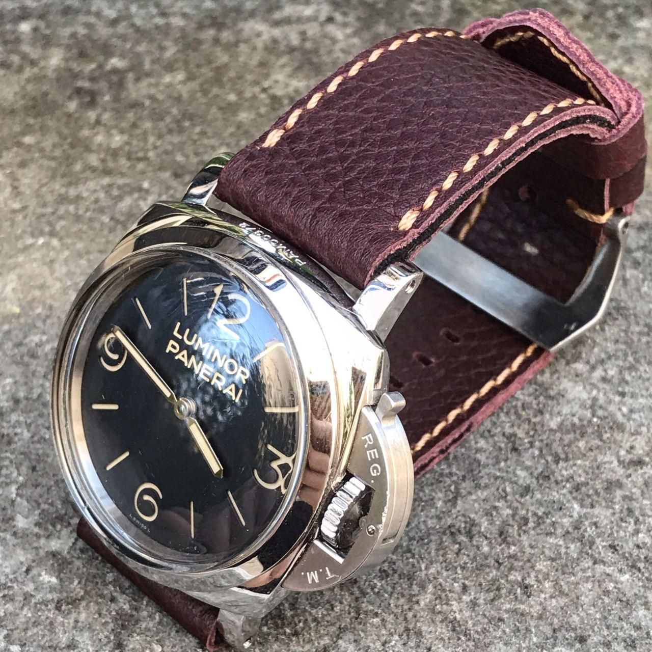 Pebbled Reddish Brown Leather Strap