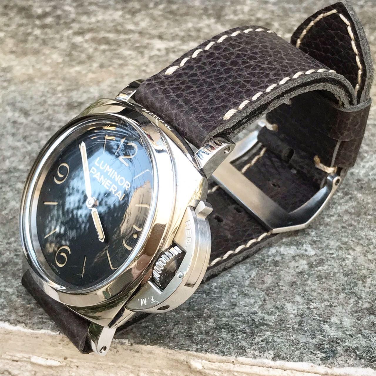 Pebbled Dark Gray Leather Strap
