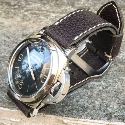 Pebbled Dark Gray Leather Strap