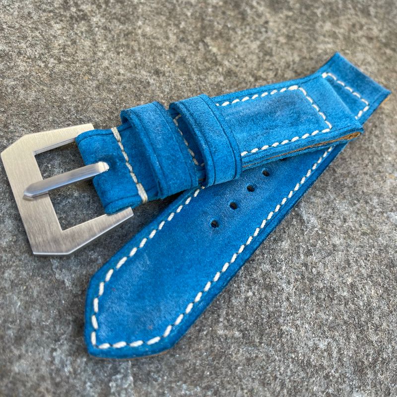 Azure Blue Suede Leather Strap