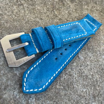 Azure Blue Suede Leather Strap