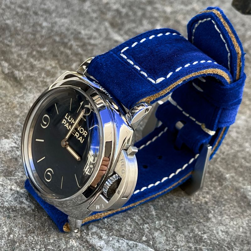 Navy Blue Suede Leather Strap