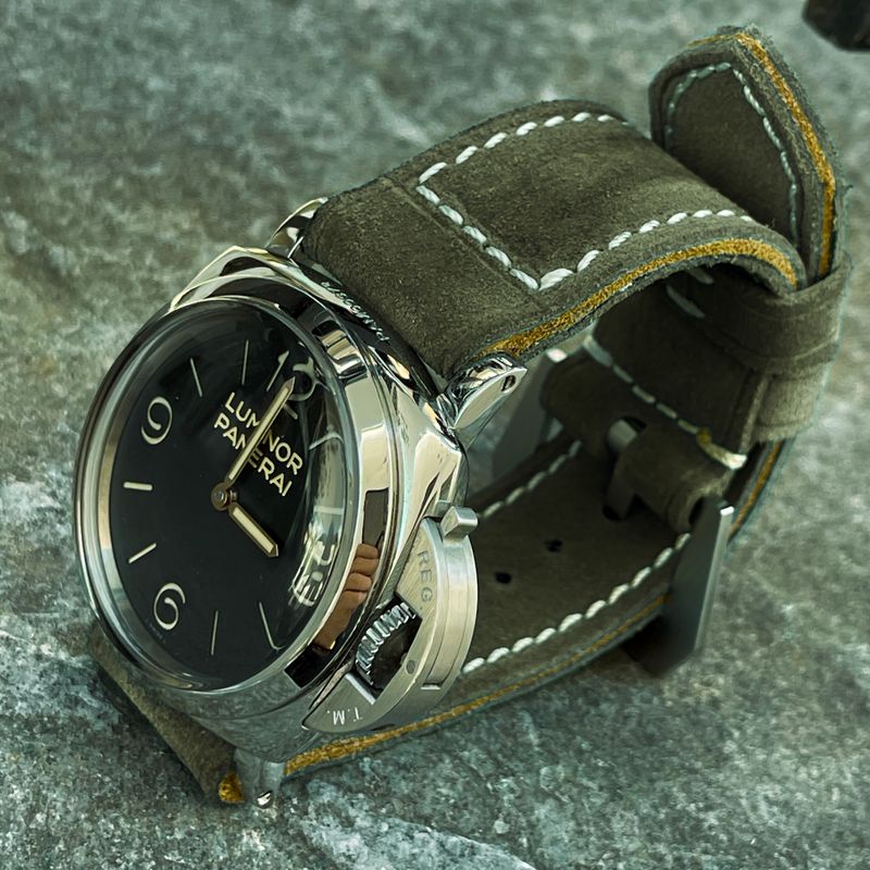 Olive Green Suede Leather Strap
