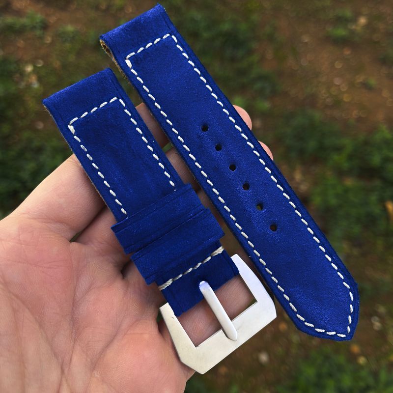 Navy Blue Suede Leather Strap