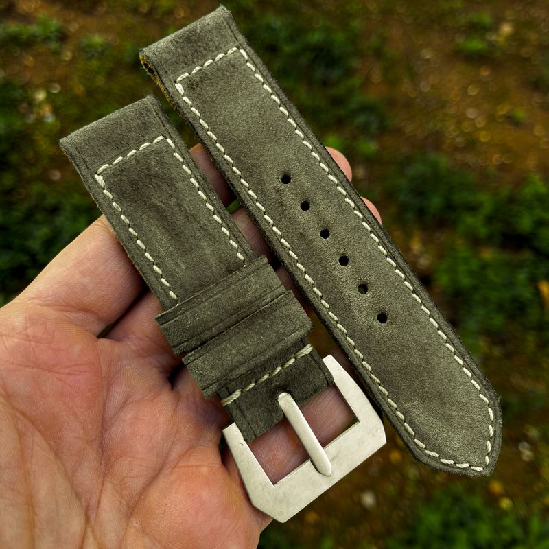 Olive Green Suede Leather Strap