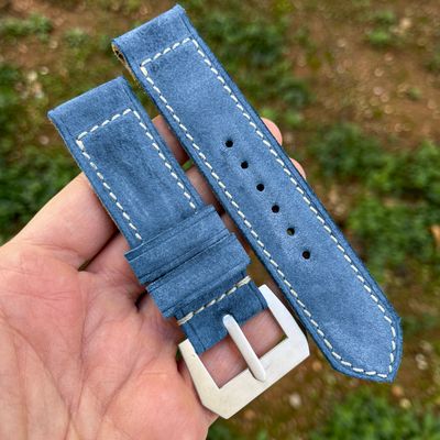 Pale Blue Suede Leather Strap