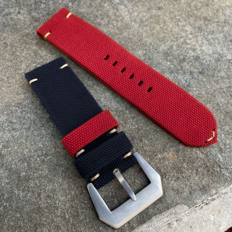 Black / Red Bicolore Canvas Strap