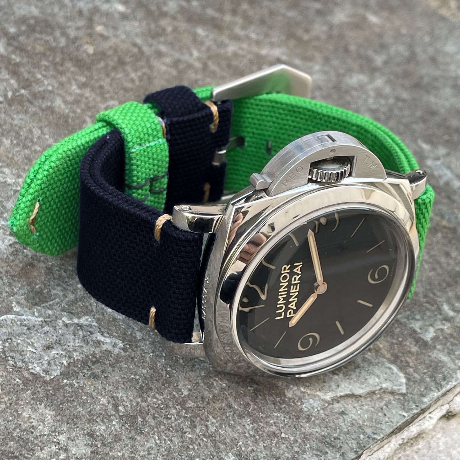 Black / Apple Green Bicolore Canvas Strap