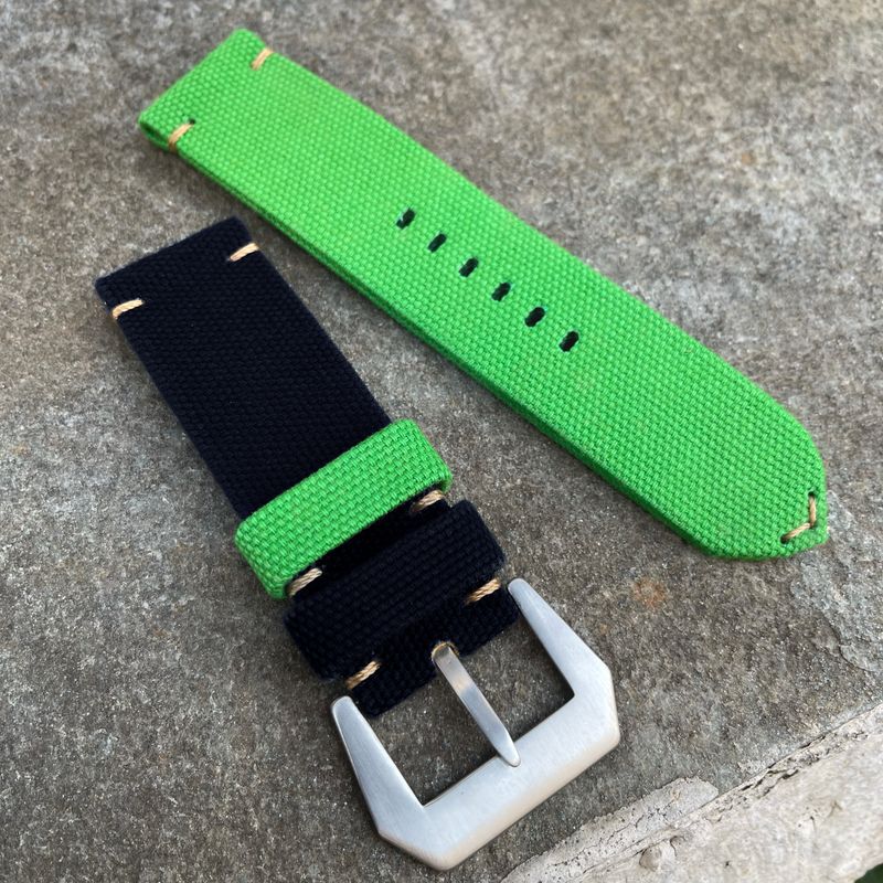 Black / Apple Green Bicolore Canvas Strap