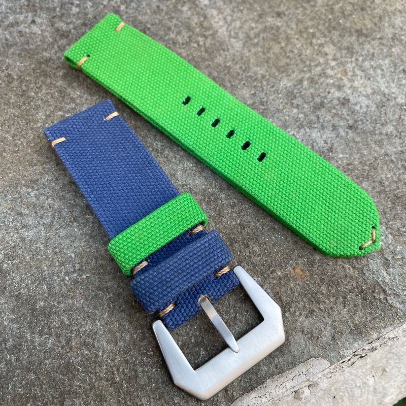 Blue / Apple Green Bicolore Canvas Strap