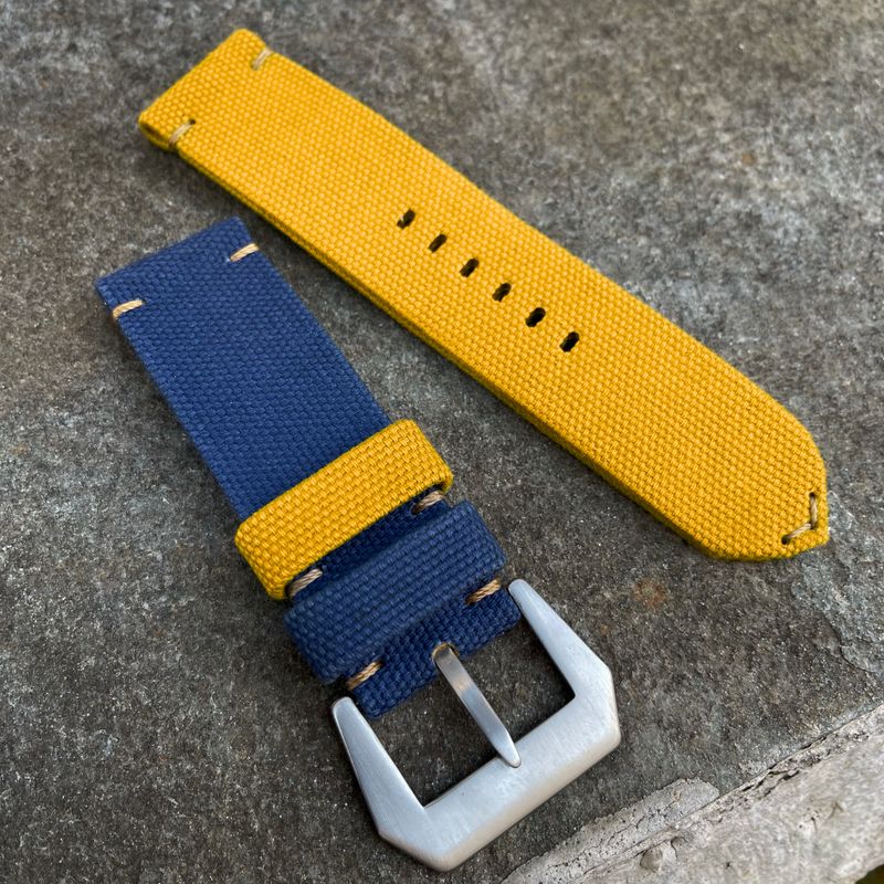 Blue / Yellow Bicolore Canvas Strap