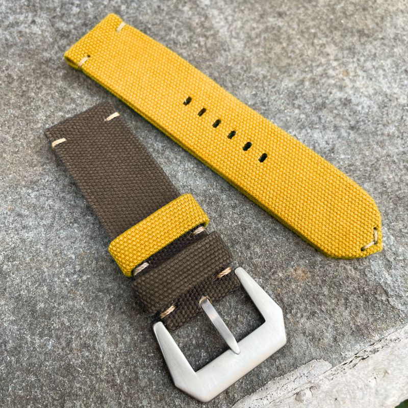 Brown / Yellow Bicolore Canvas Strap