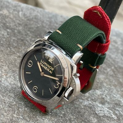 Green / Red Bicolore Canvas Strap