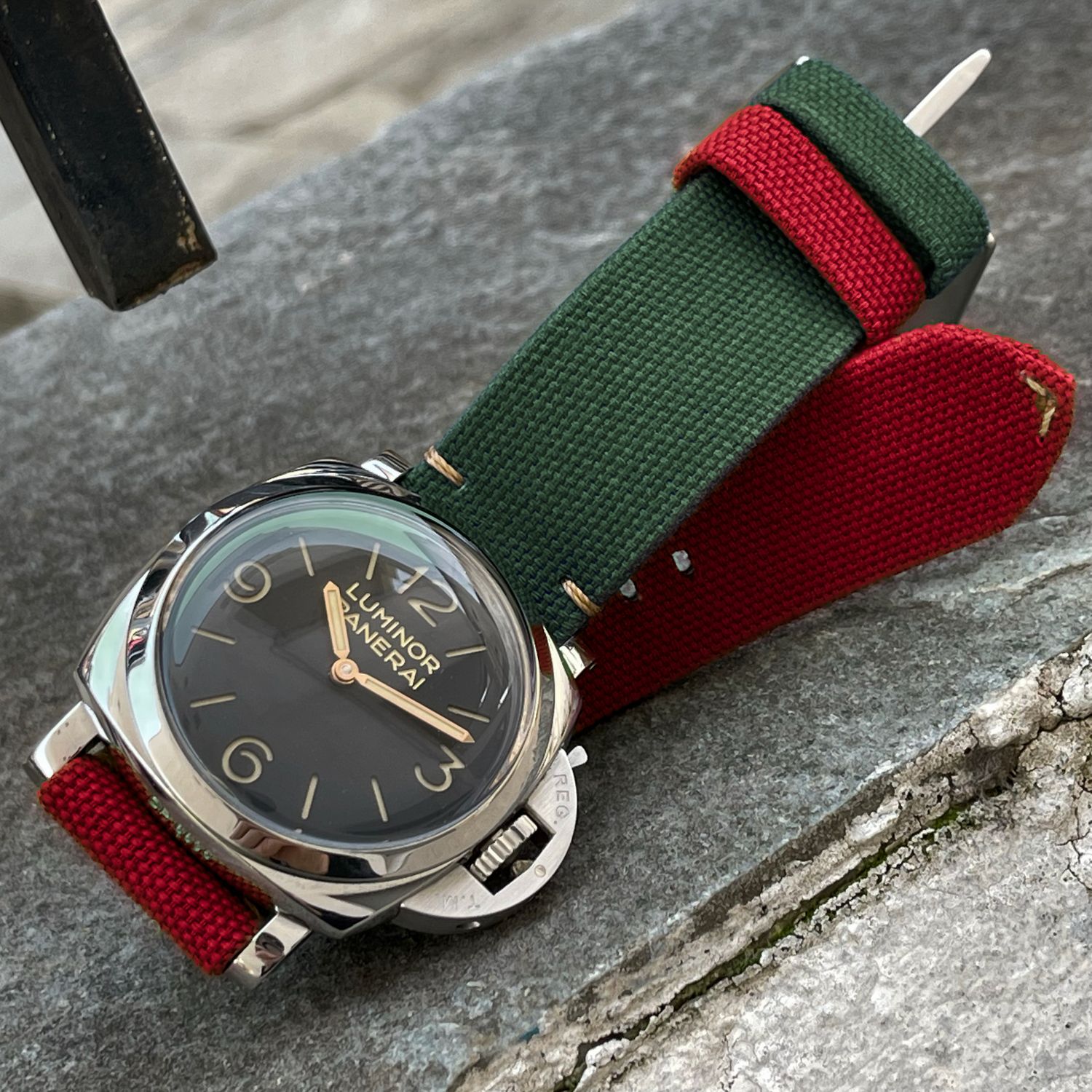 Green / Red Bicolore Canvas Strap
