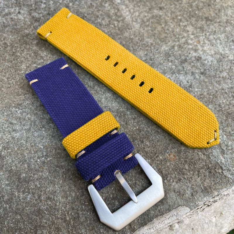 Purple / Yellow Bicolore Canvas Strap