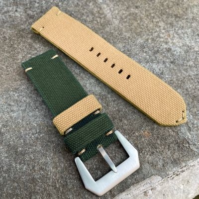 Green / Sand Bicolore Canvas Strap