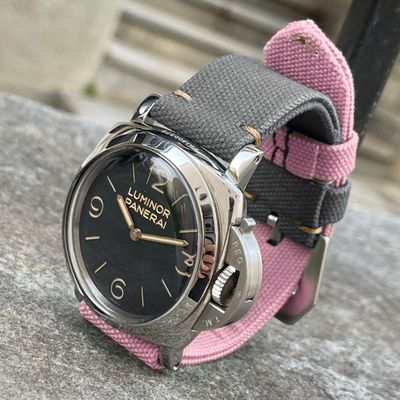 Grey / Pink Bicolore Canvas Strap