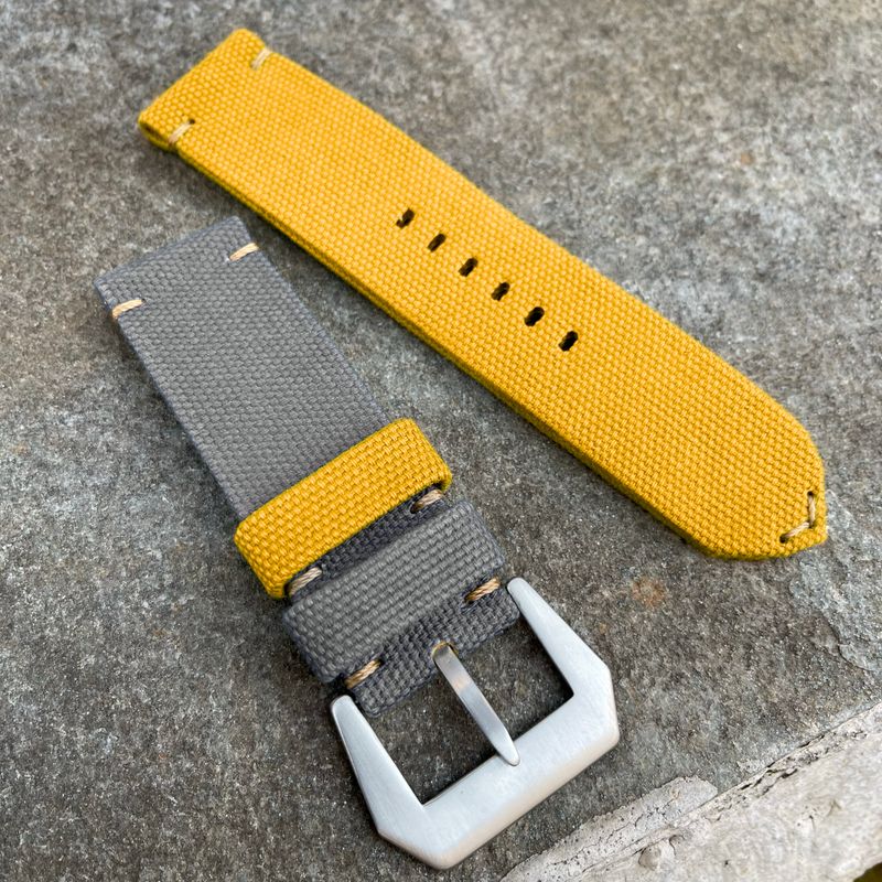 Grey / Yellow Bicolore Canvas Strap