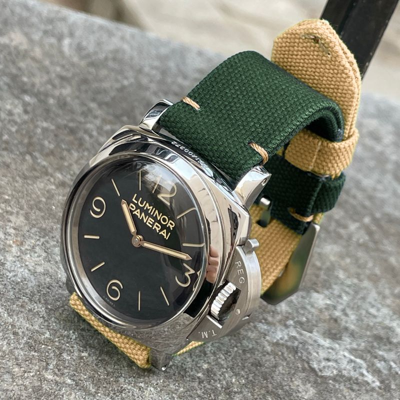 Green / Sand Bicolore Canvas Strap