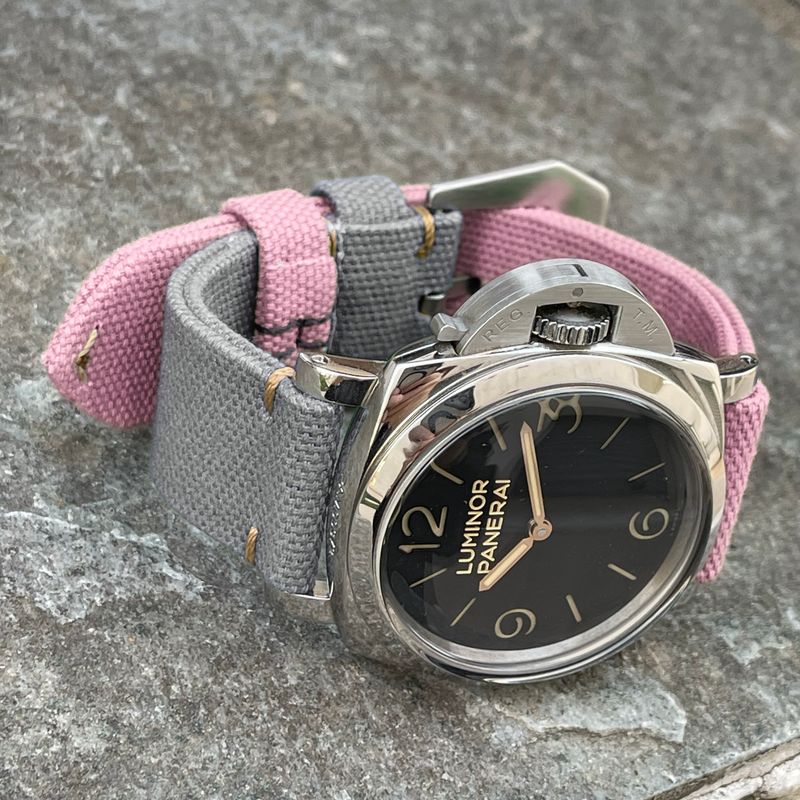 Grey / Pink Bicolore Canvas Strap