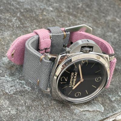 Grey / Pink Bicolore Canvas Strap