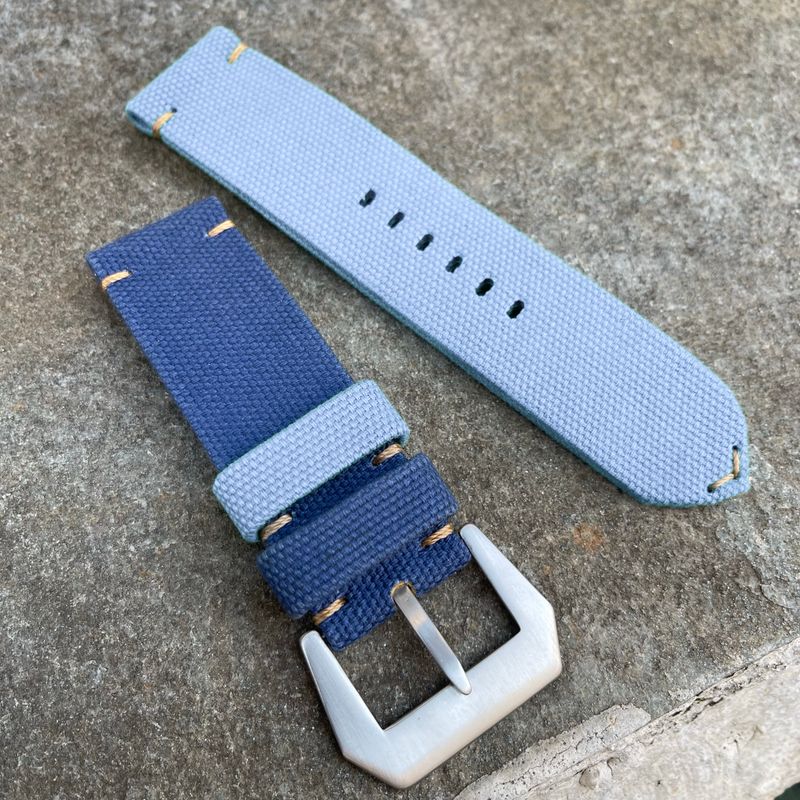 Blue / Light Blue Bicolore Canvas Strap