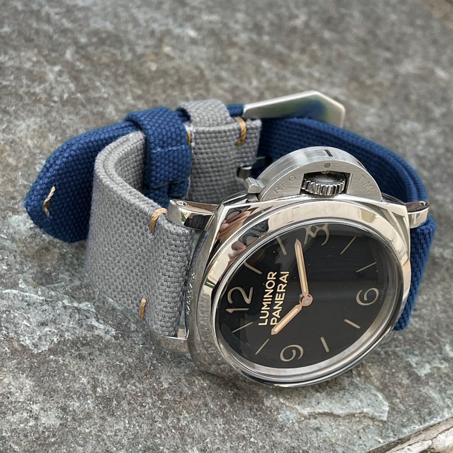 Grey / Blue Bicolore Canvas Strap