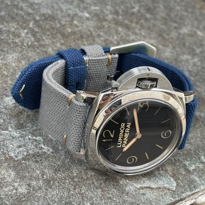 Grey / Blue Bicolore Canvas Strap