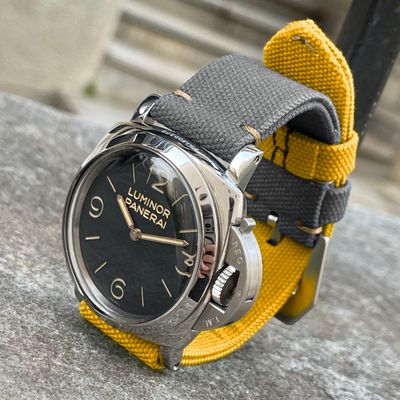 Grey / Yellow Bicolore Canvas Strap