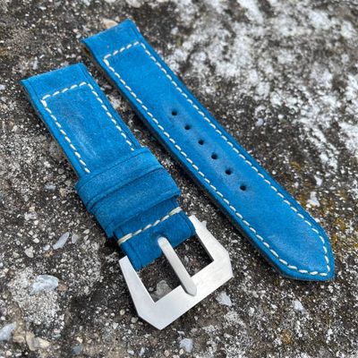 Azure Blue Suede Leather Strap | 145/90mm – 26/26mm