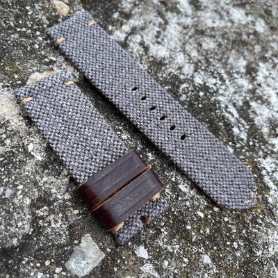 Gray Leather Backed Canvas Strap | 135/80mm – 26/26mm