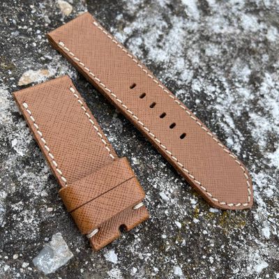 Saffiano Tan Leather Strap | 130/80mm – 26/26mm
