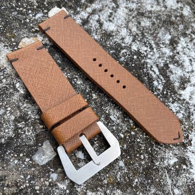 Saffiano Tan Leather Strap | 140/80mm – 26/26mm