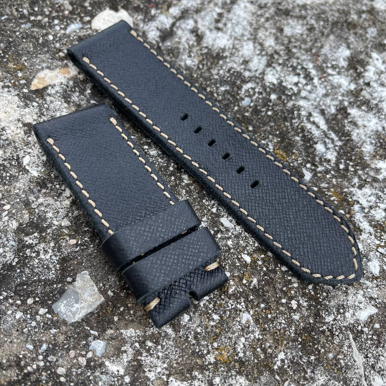 Saffiano Black Leather Strap | 130/80mm – 26/26mm