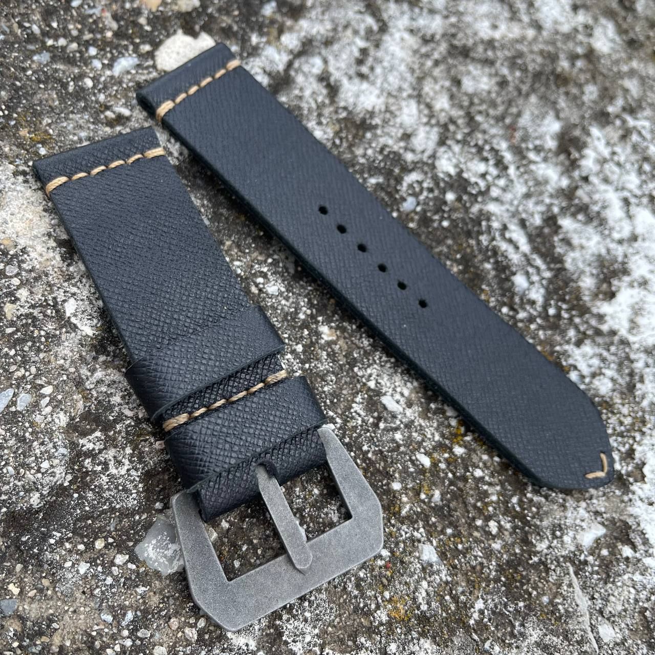 Saffiano Black Leather Strap | 140/85mm – 26/26mm