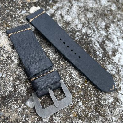 Saffiano Black Leather Strap | 140/85mm – 26/26mm