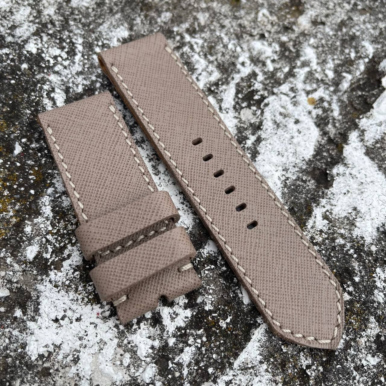 Saffiano Beige Leather Strap | 130/80mm – 26/26mm