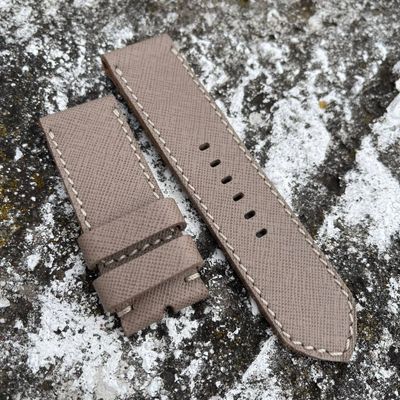Saffiano Beige Leather Strap | 130/80mm – 26/26mm