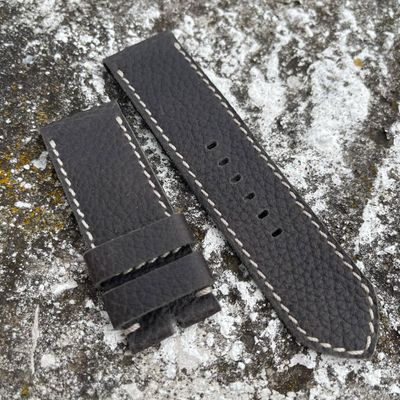 Pebbled Dark Gray Leather Strap | 130/80mm – 26/26mm