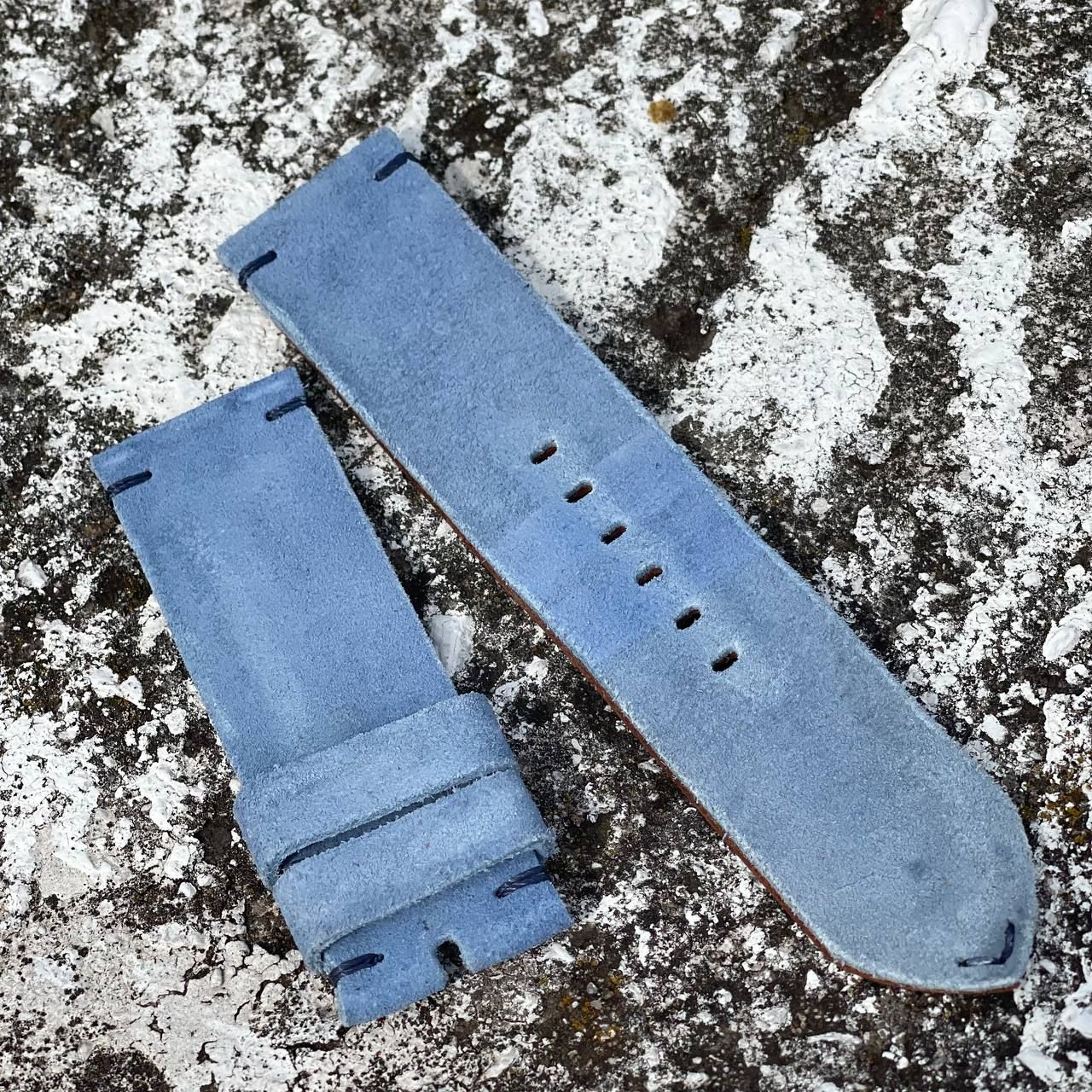 Pale Blue Leather Backed Suede Strap | 135/80mm – 26/26mm