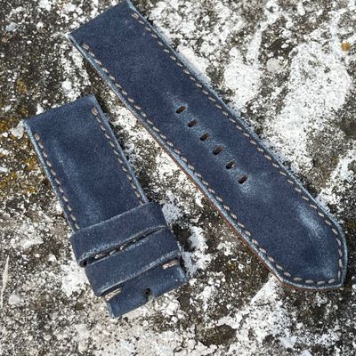 Yale Blue Leather Backed Suede Strap | 135/80mm – 26/26mm