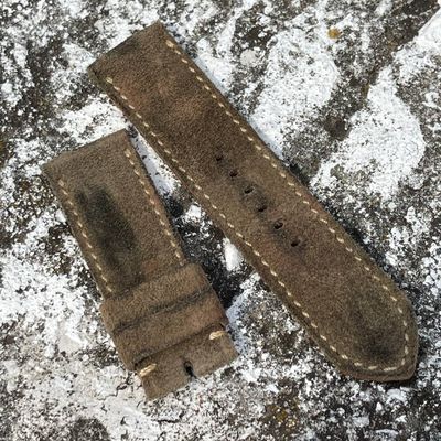Olive Green Leather Backed Suede Strap | 135/80mm – 26/26mm